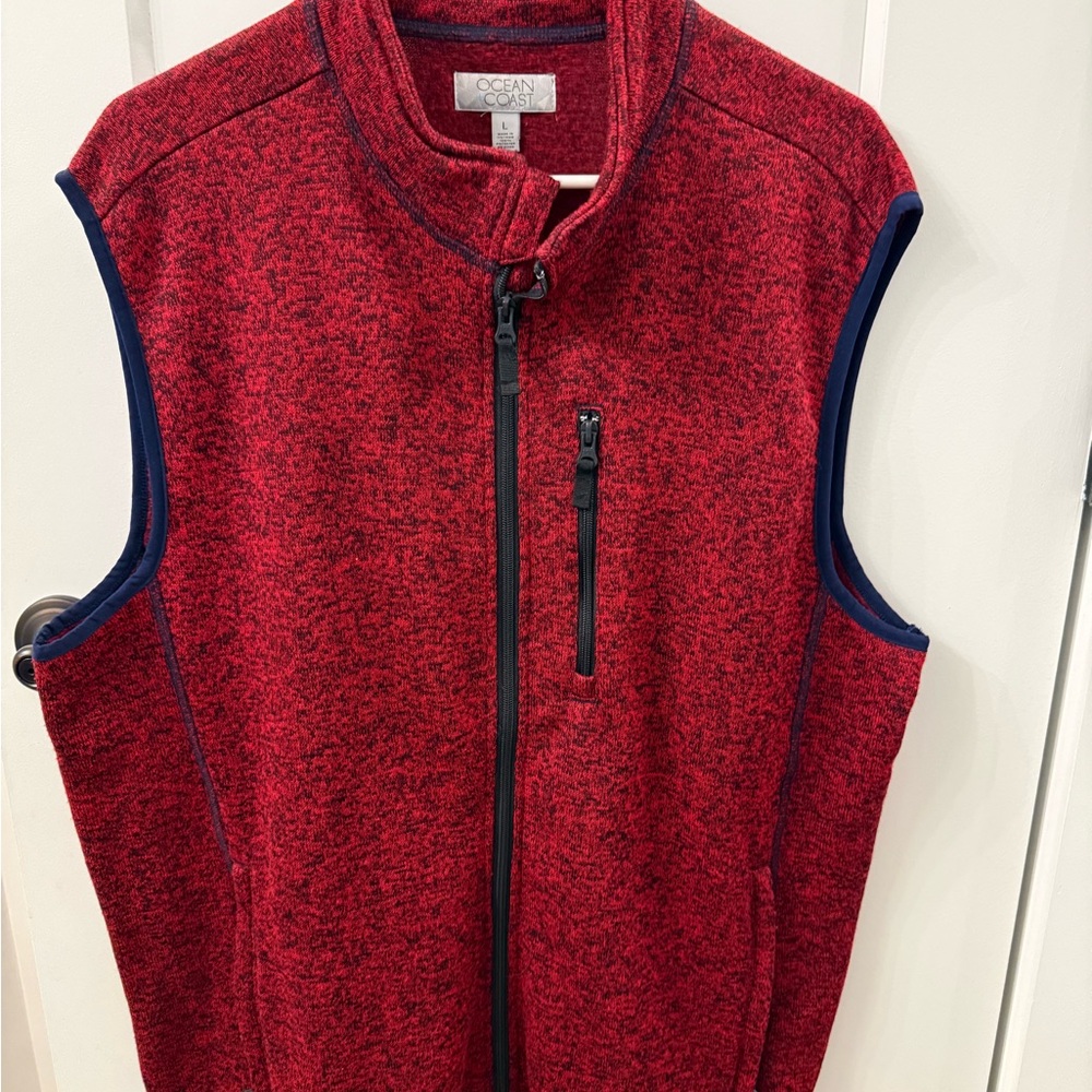 Ocean Coast Men’s Fleece Vest – Red Heathered – Size Large – Like New